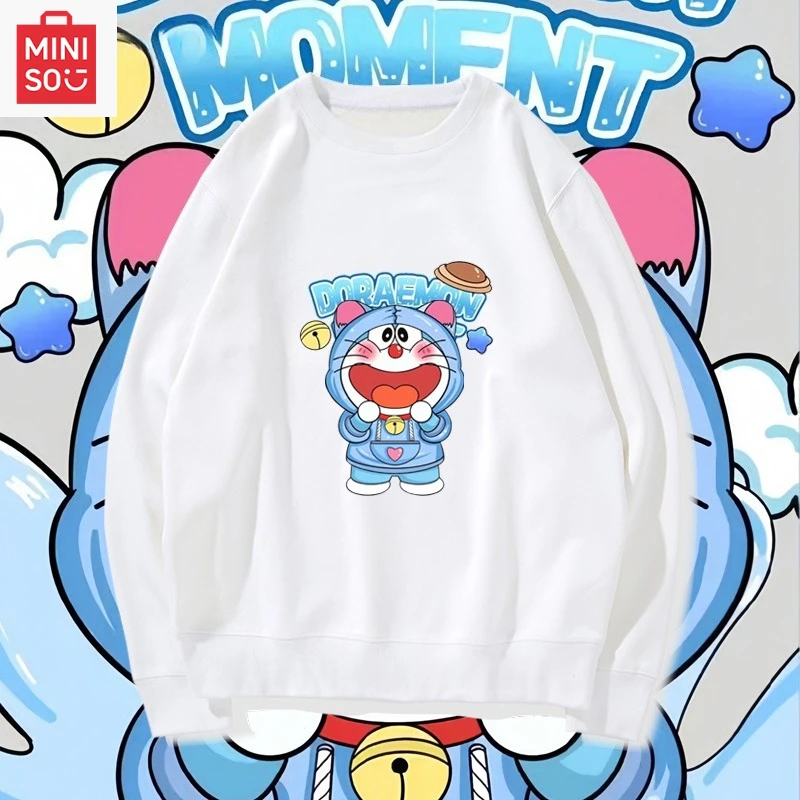 

MINISO collaboration Doraemon printed hoodie long-sleeved loose cartoonish casual and cute for girls and boys
