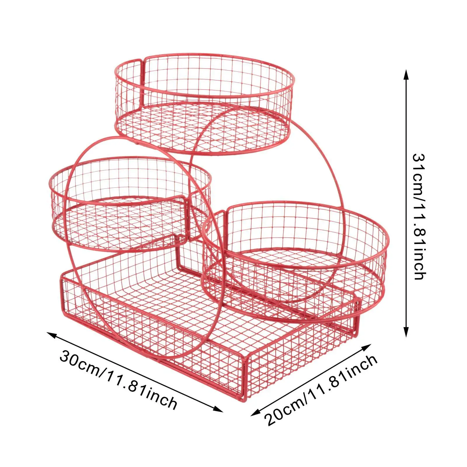 3 Layer Fruit Basket Metal Mesh Fruits Stand Multiuse 4 Compartments Produce Holder Organizer for Potato Snack Vegetable