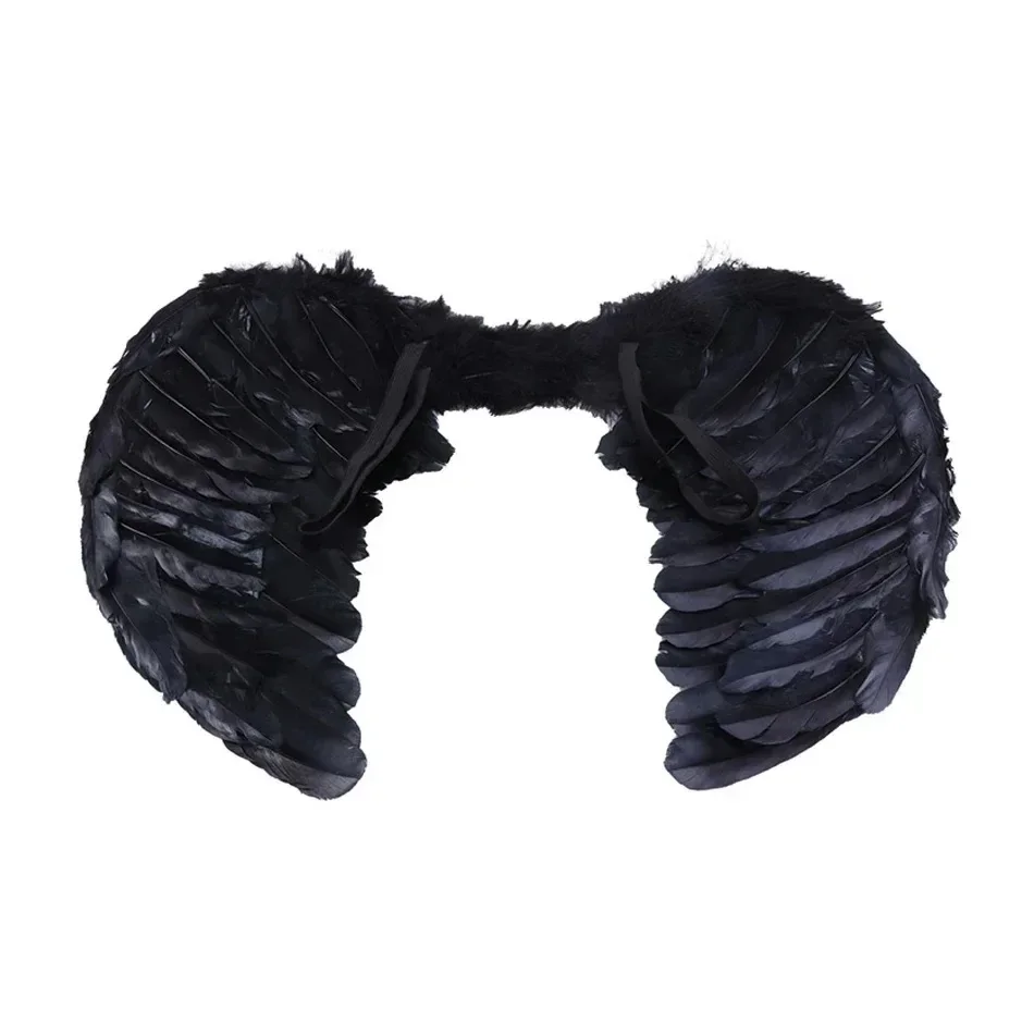 Women Kids Black Queen Demon Long Ox Horns Headwear Cosplay Evil Witch Headpiece Halloween Carnival Party Costume Hair Hoop Prop