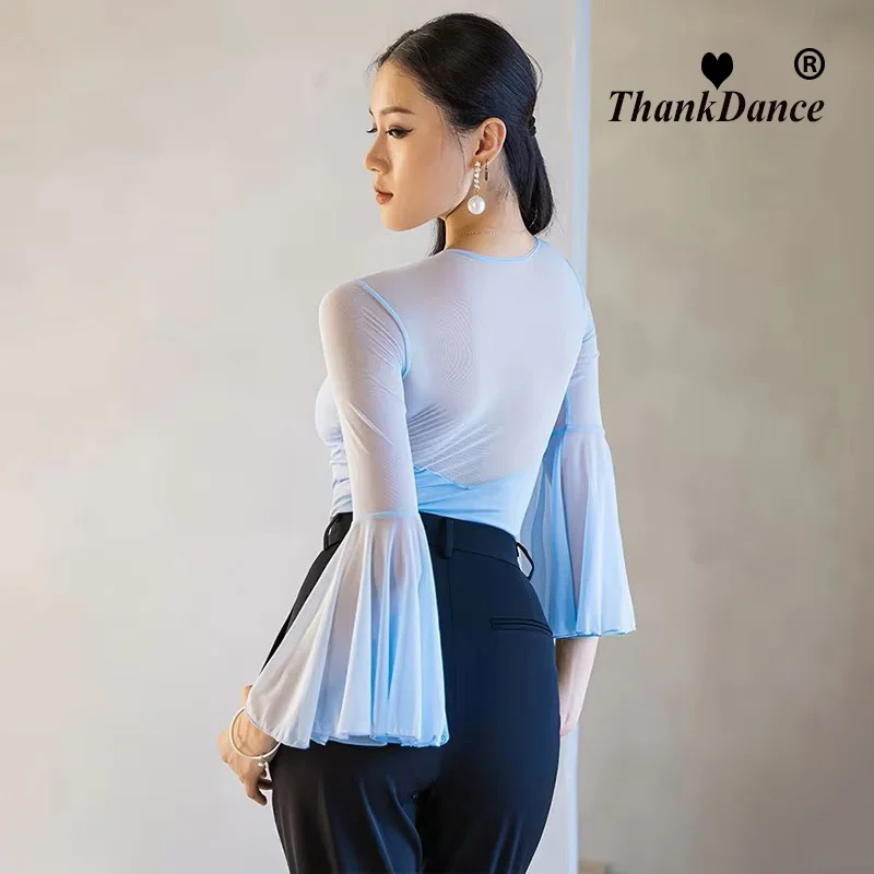 بدلة قفز لاتينية قياسية وطنية للسيدات ملابس رقص لاتينية بأكمام طويلة لقاعة الرقص تشا تشا بدلة رقص الجاز الحديثة