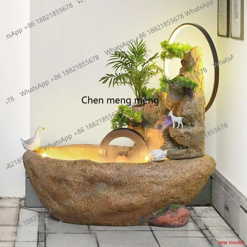 h178Chinese rockery, flowing water, fish pond fountain, outdoor feng shui wheel, indoor circulating water stone grinding ornamen