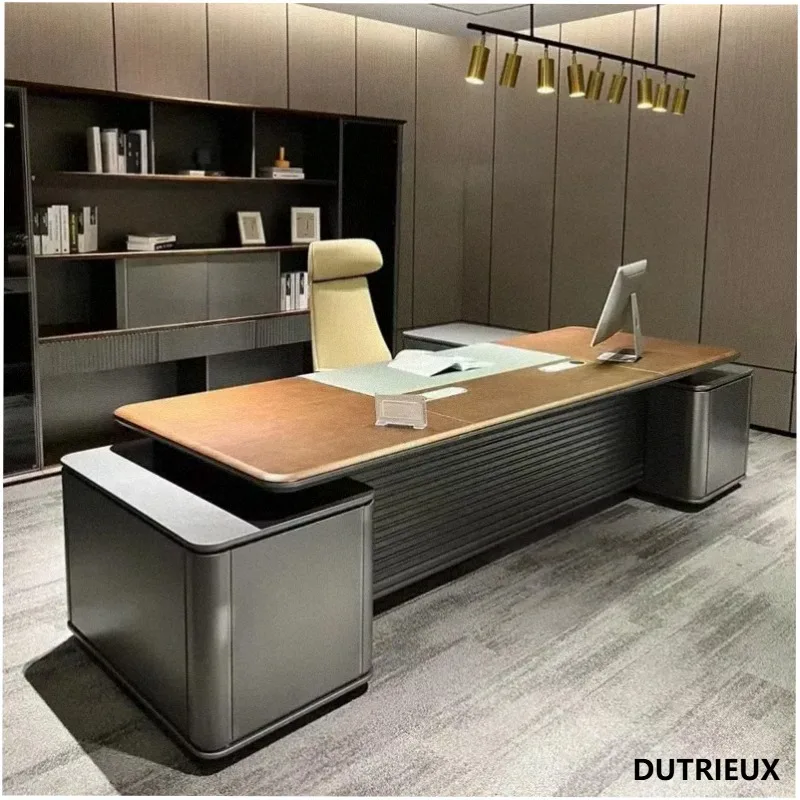 Brown Executive Desk Designer Wooden Leg Support Large Drawers Office Desks Modern Luxury Mesa De Escritorio Office Furniture