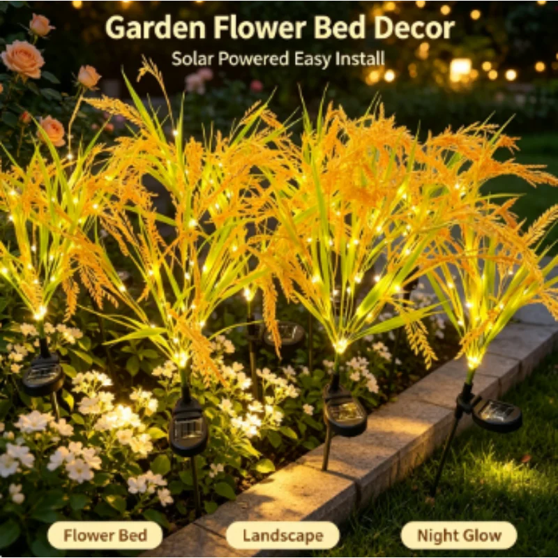 Solar Light 1 Pc 7 Heads Wheat Ear Ground Mounted for Courtyard Garden Lawn Outdoor Camping Party Patio Pathway Yard Decor