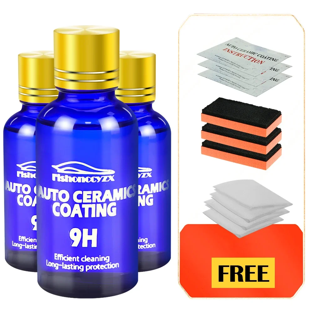 

3Pcs 9H Car Plated Crystal Ceramic Coating Super Hydrophobic Glass Polishing Coating Set Without Box Car Paint Maintenance Fluid