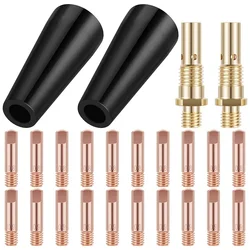 24Pcs MIG Welding Kit Flux Core Gasless Nozzle 0.8/0.9mm Brass Welding Tips Brass Connecting Rod For Weld 261308|306