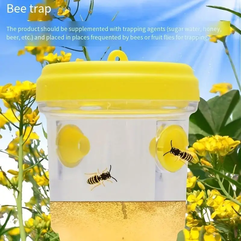 Clear Plastic Outdoor Insect Trap with Lid Effective Catching Tool for Fruit Flies Wasps Transparent Design for Easy Monitoring