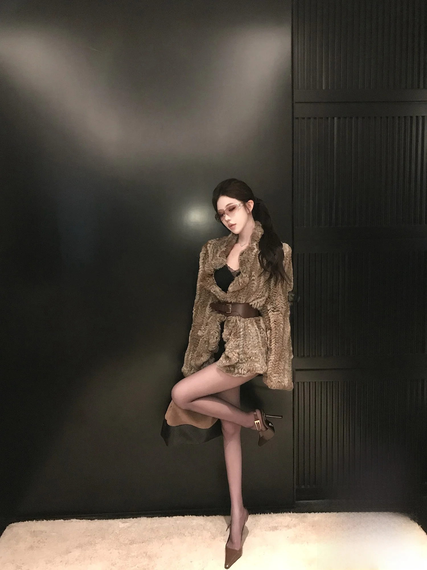 

Kubiliv Vintage Handwoven Irregular Prairie Rabbit Fur Coat Korean Sle Commute Wind Youth Fem Stand Edition Daily Use