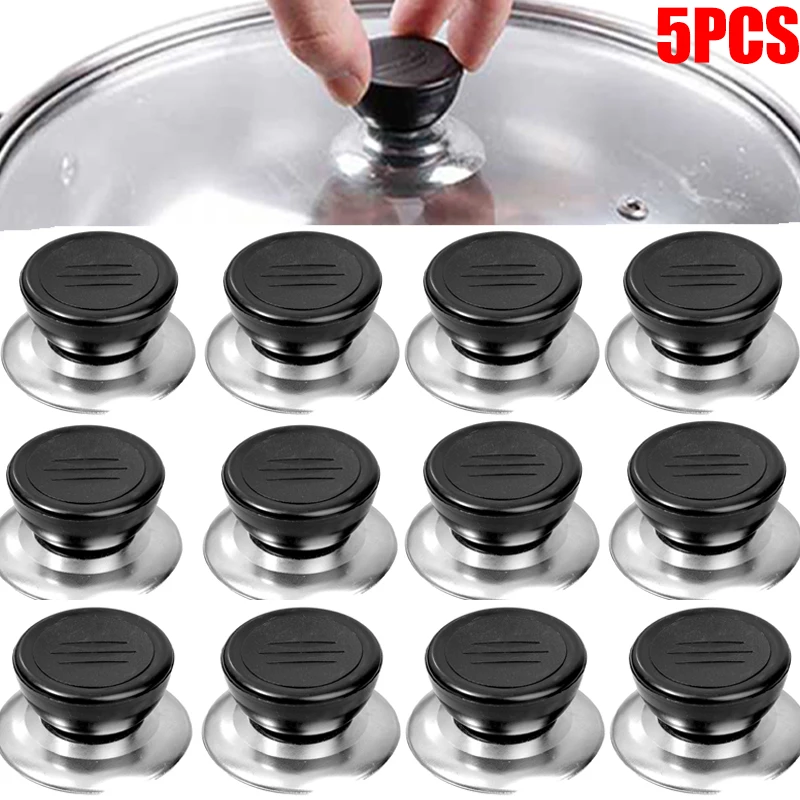 5/1Pcs Kitchen Pot Lid Knobs Universal Pan Lid Holding Replacement Lid Hand Grip Knob Resistant Stainless Steel Anti-scald Tool