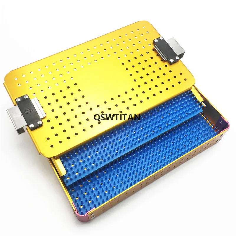 Disinfection Box Double Layer Ophthalmic Surgical Autoclavable Microsurgical Instruments  with 2 Silicone Pads