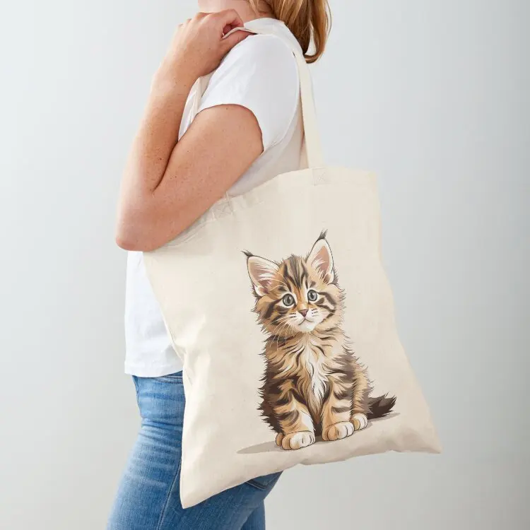 

Maine Coon Kitten Tote Bag Eco bag shoping bag Women's beach bags Candy bags
