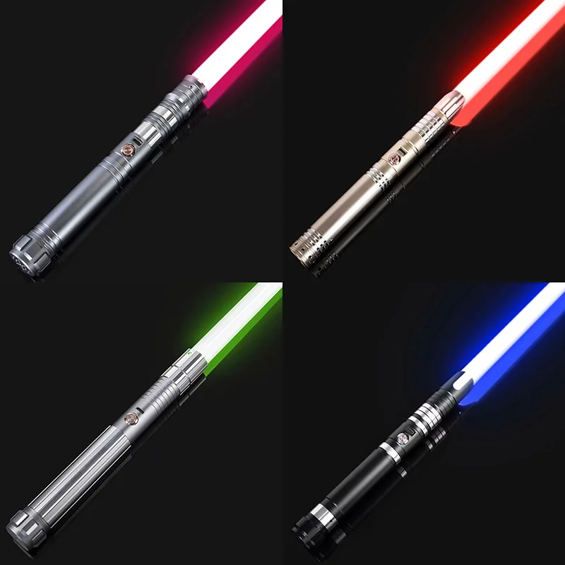 Adjustable Metal Handle Lightsaber RGB Cosplay Double-edged Laser Sword LED Switchable Sound And Light For Boys Girls Gift