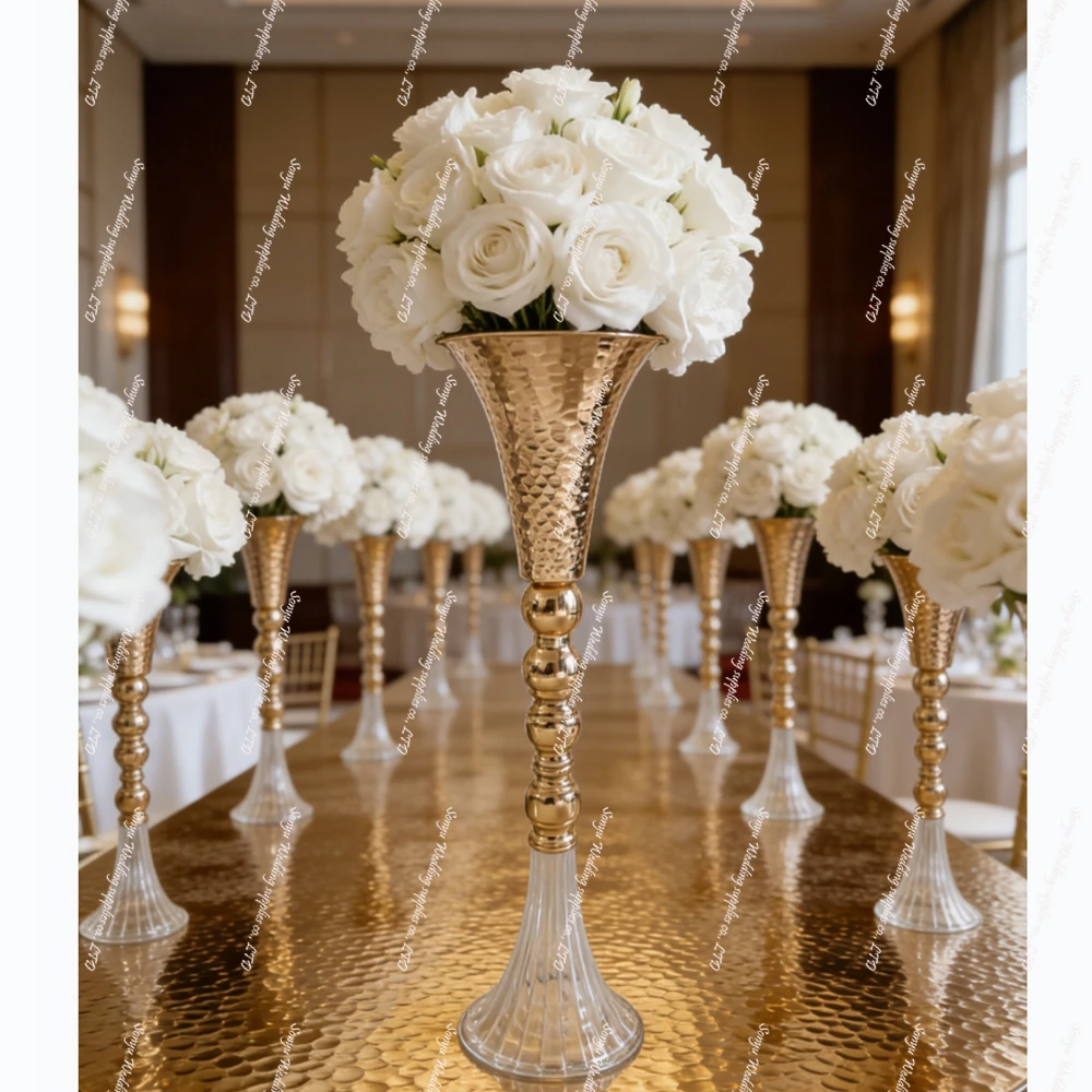 

10 шт.) F30 Высокая металлическая ваза для цветов, акриловая ваза для украшения свадебного стола