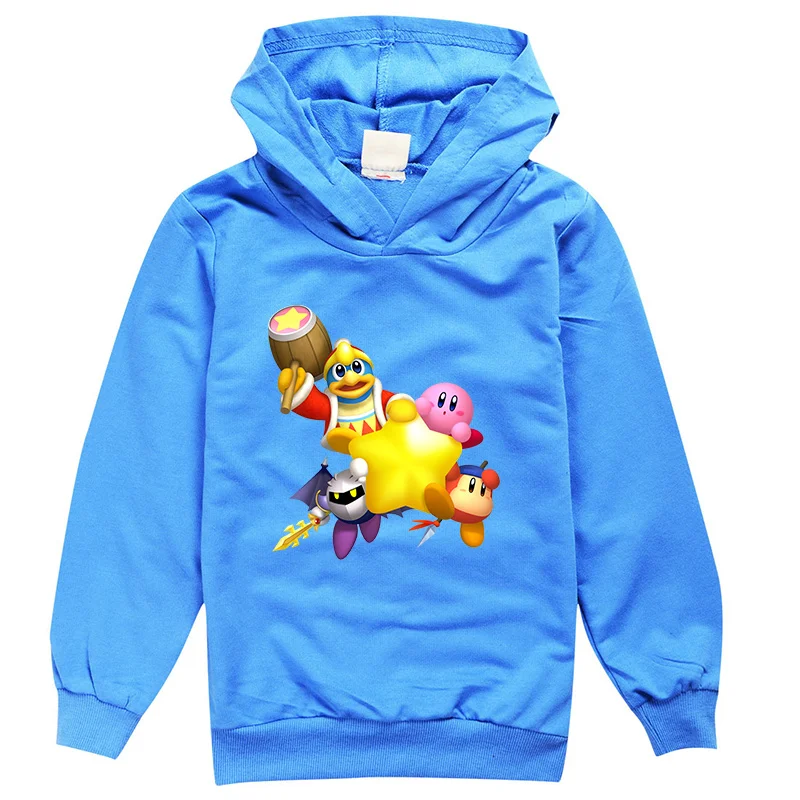 Kirby Anime Hoodie with Hat Girls Boys Cartoon Printed Cute Hooded Sweatshirt Kids Thin Breathable Long Sleeve Shirt Clothing