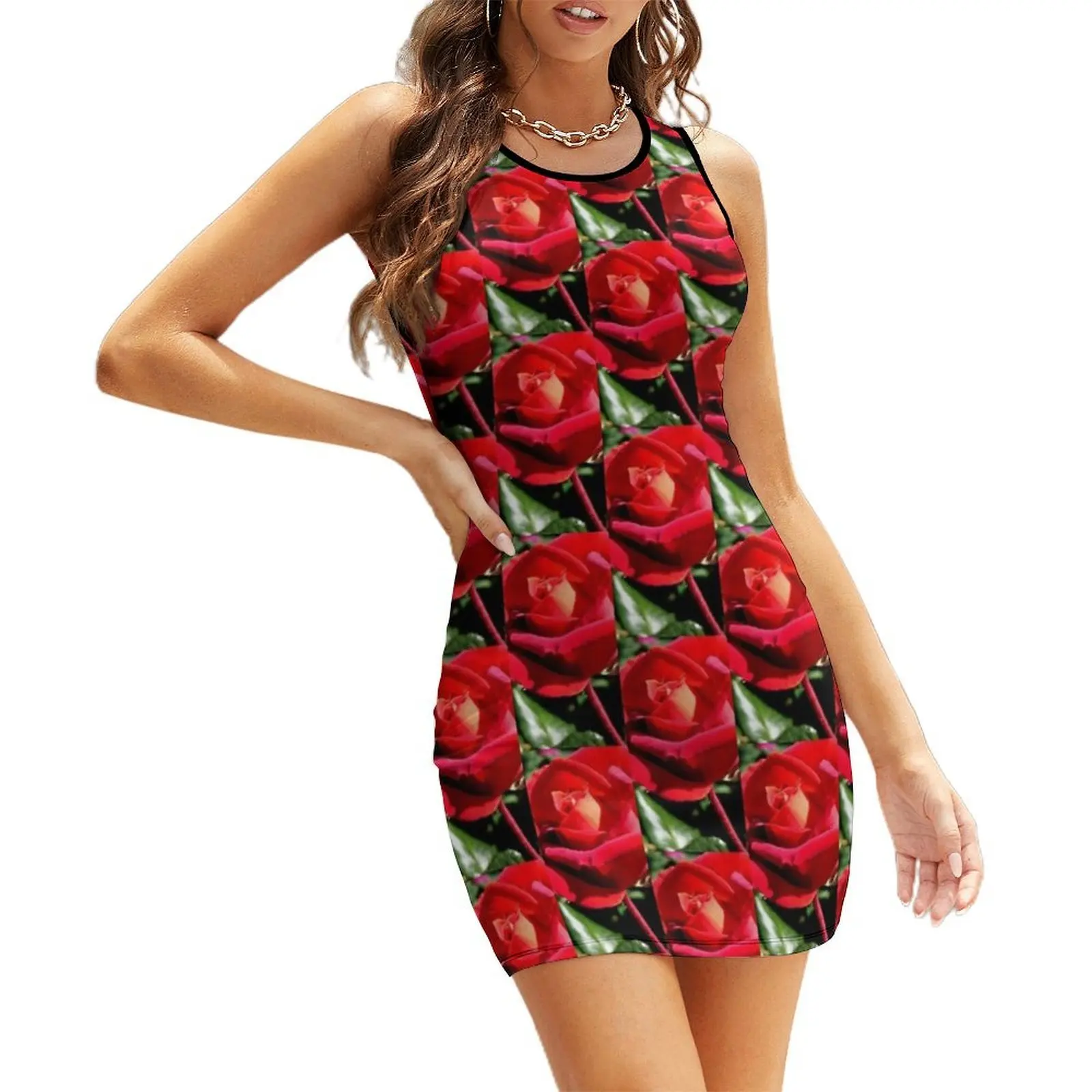 

Rose Red Sleeveless Sundress women's clothing trend 2025 dresses with long sleeves women's evening dresses 2025