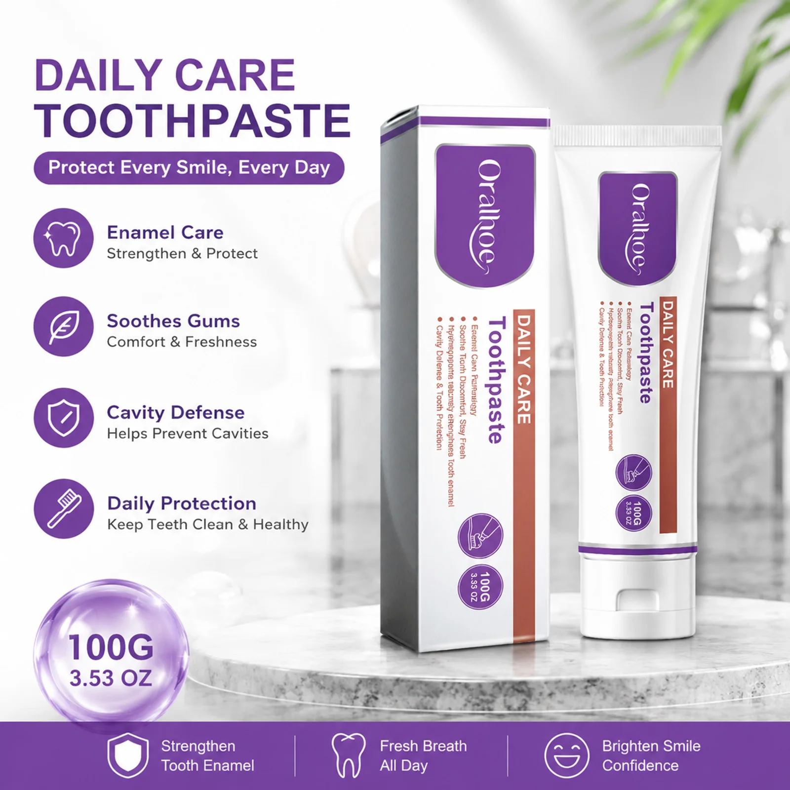 Oralhoe Hydroxyapatite Toothpaste Enamel Repair Sensitive Teeth Relief Fresh Breath Gentle Gum Oral Care Hygiene