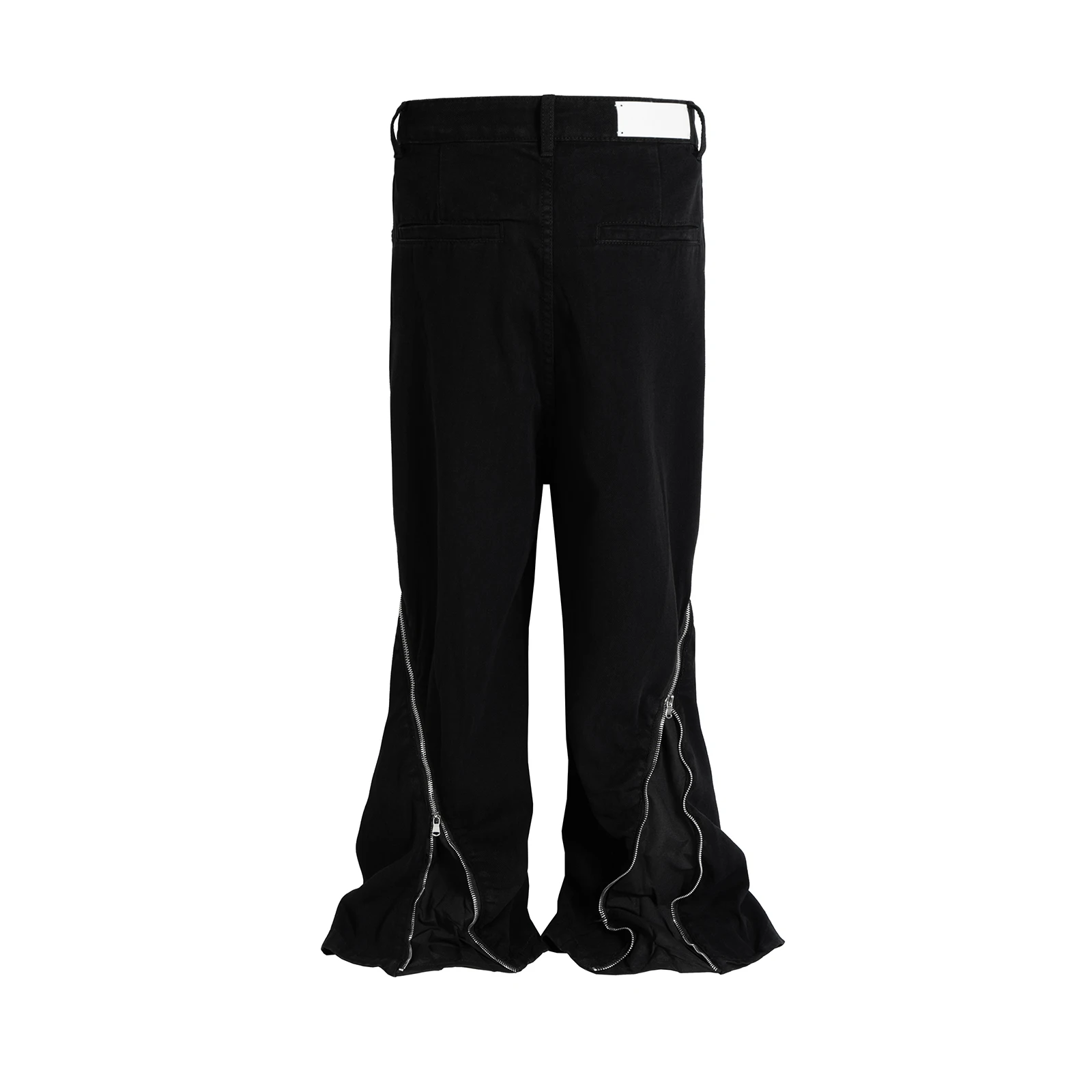 Pantalones vaqueros acampanados negros ajustables con cremallera curva frontal para hombres y mujeres, Pantalones rectos, Pantalones de mezclilla holgados, corte de bota