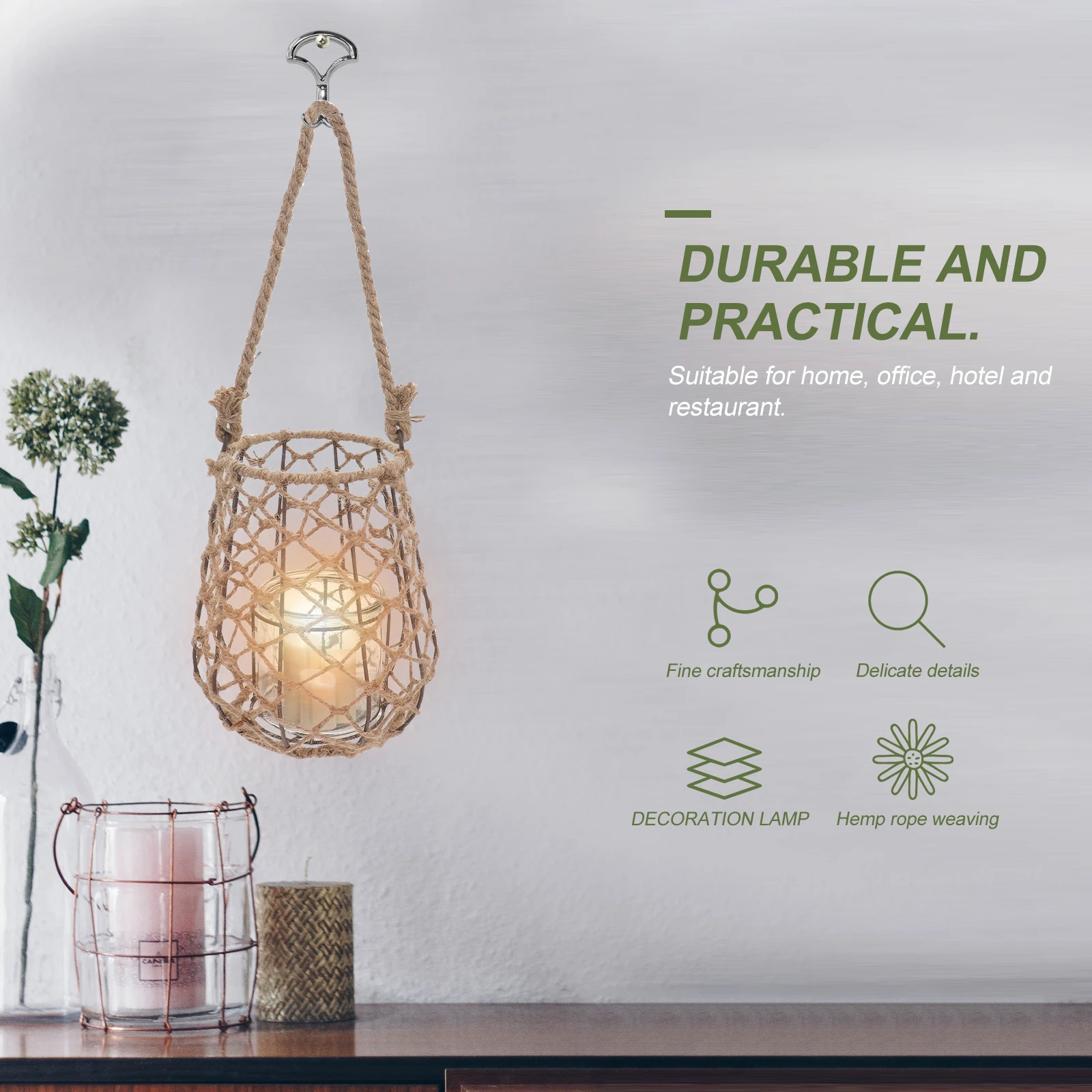 

Woven Rope Holder Retro Decorative Lampshade Decoration Lamp For Home Office Hotel Restaurant Warm Romantic Atmosphere