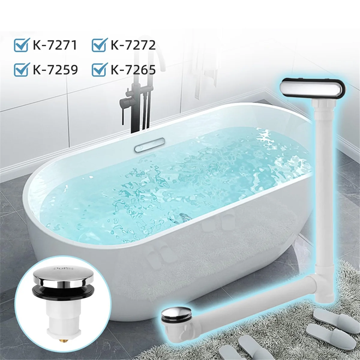 

ABNJ Drain Stopper Compatible for Bath Tub - 1068204 Up Assembly Drain Plug Replacement Parts