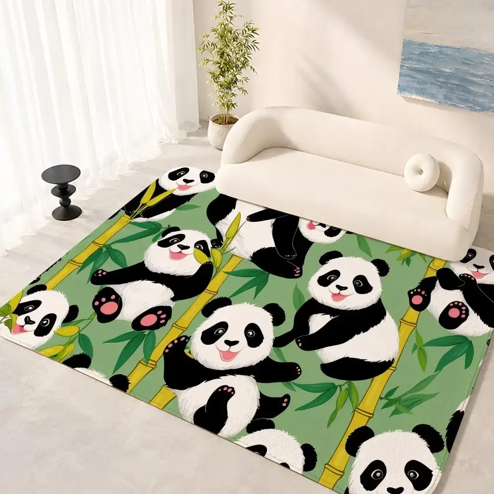 Cute Cartoon Panda Floor Mat Floor Mat Soft Flannel Non-Slip Door  Rug for Living Room