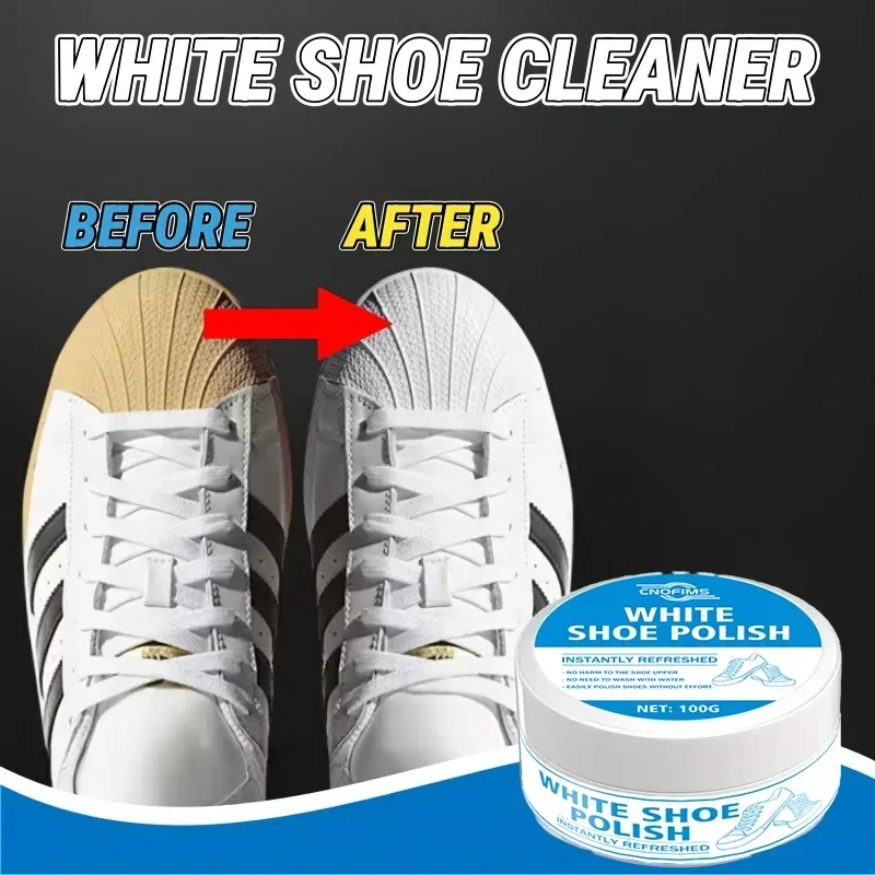 Magic White Shoe Polish Cream 100G Yellow Stain Remover and Whitening Restorer with Sponge