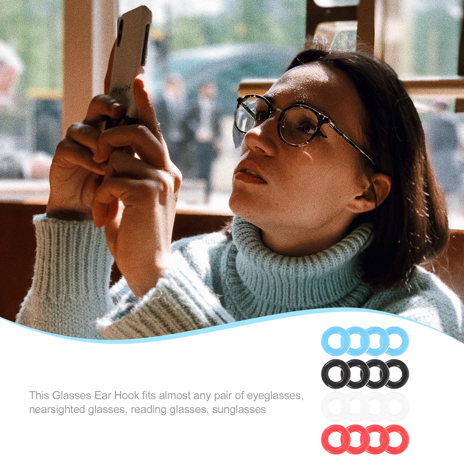 

8Pairs Non-Slip Glasses Holders Anti-Skid Grips Silicone Ear Hooks for Men Women Children Eyeglasses Sunglasses