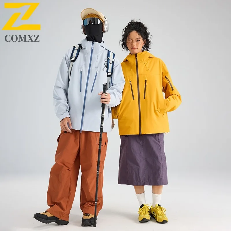 COMXZ 2025 Autumn Winter Polyimide Tech Fleece Couples Jacket Two Piece Set Windproof Waterproof Outdoor Sports  tactics Coat