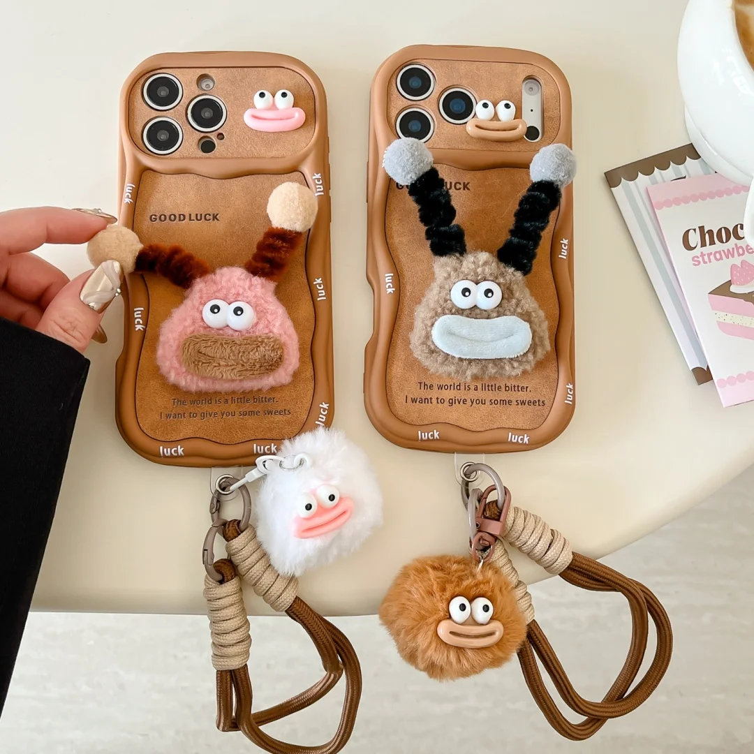 

Funny Sausage Mouth Monster lanyard Phone Cases for IPhone 17 16 15 14 13 Pro Max Plus 12 Mini 11 X Case Shockproof Back Cover