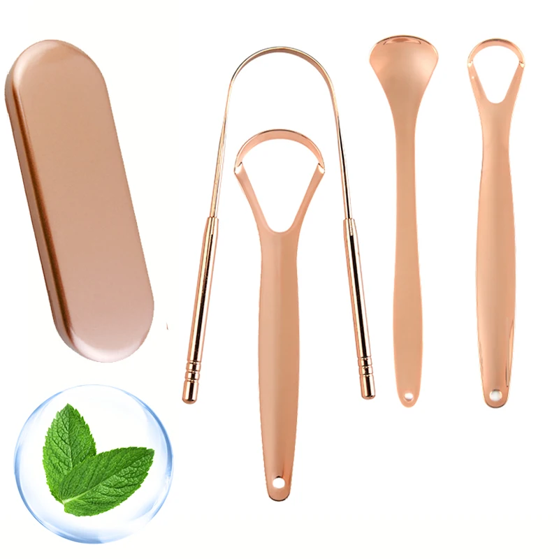 Stainless Steel Rose Gold Cleaning Tool, Tongue Scraper, Tongue Coating Tool, Tongue Cleaning Tool
