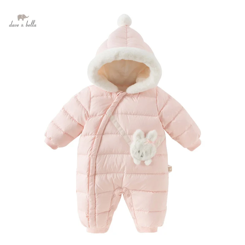 Dave Bella Baby Jumpsuit Newborn Creeper 2024 New Autumn  winter Boys Girls Casual Cute White Duck Down Romper Warm DB4243213