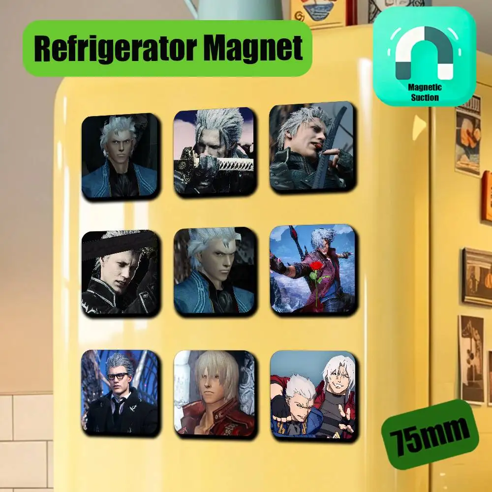 For Devil May Cry 3 5 Vergil Dante Refrigerator Magnets Metal Icebox Cabinet Custom Fridge Magnetic Card Cover