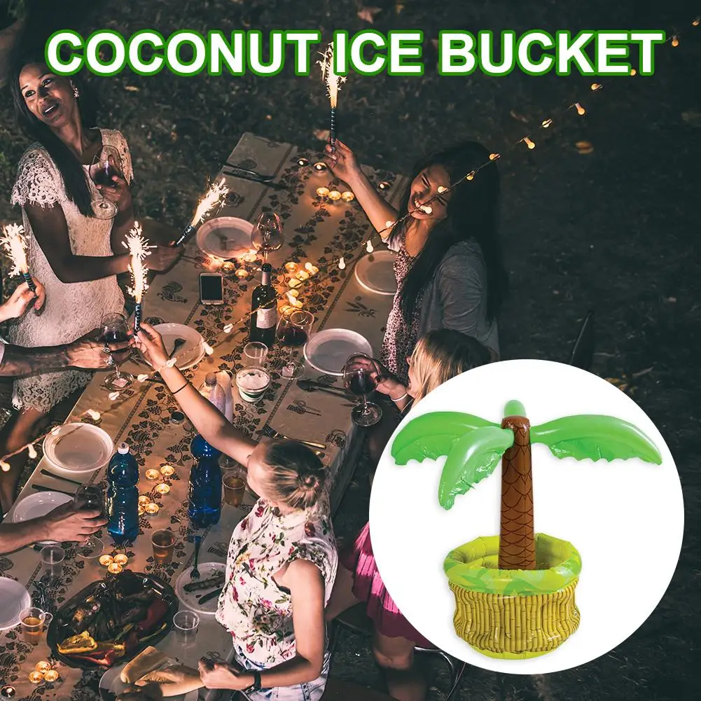 24 Inches Inflatable Coconut Tree Ice Bucket Party Pool Beer Drink Container Cooler Swimming Pool Food Drink Holder