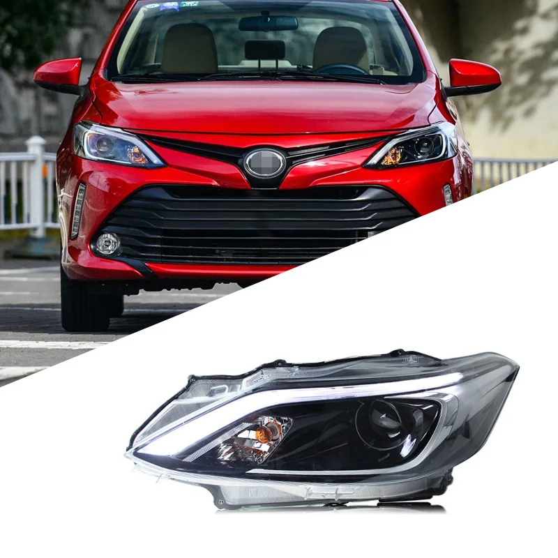 Suitable for Toyota Vios 2017-2019 headlight assembly modification LED daytime running light bifocal lens xenon lamp