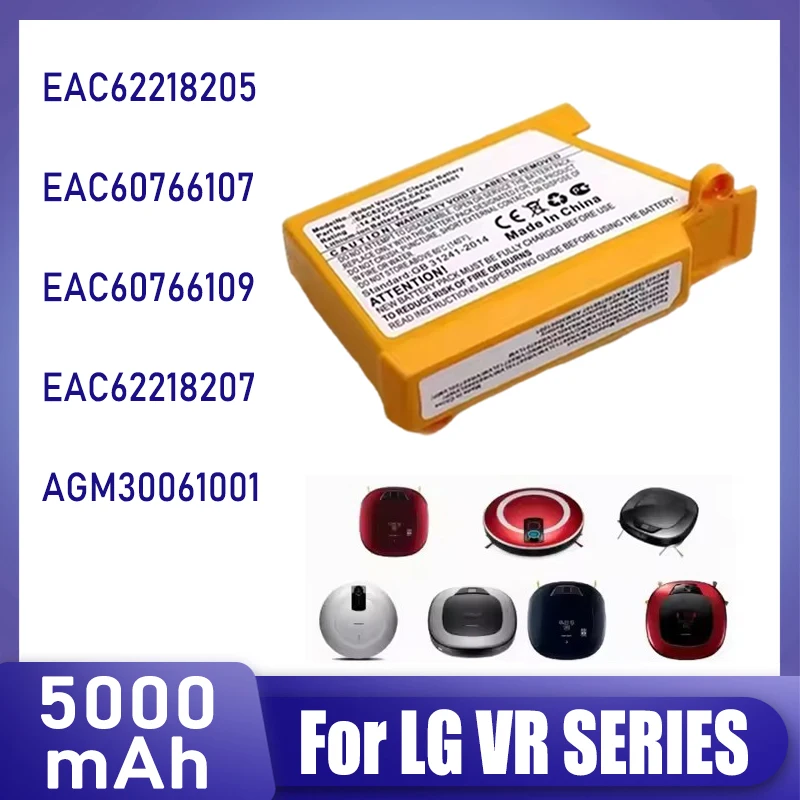 5000mAh， Large capacity battery replacement for LG EAC62218202 VR64703LVMB, VR7412RB robot vacuum cleaner