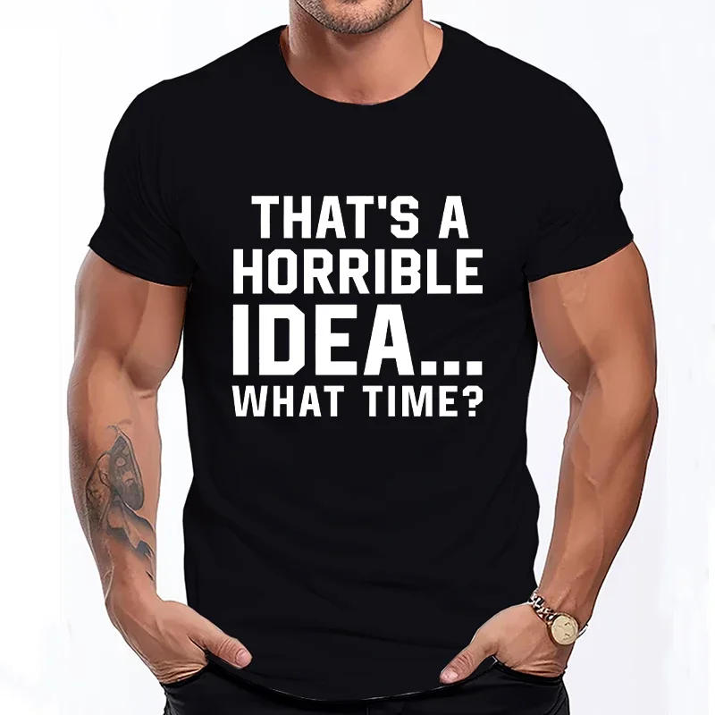 Men's Funny Letter Print T-Shirt, 