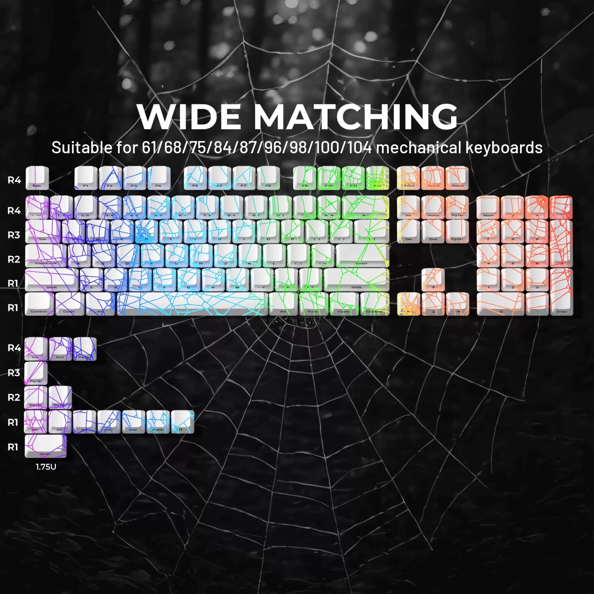 XVX black-transparent spider-web keycap with transparent light-emitting customized keyboard cap.