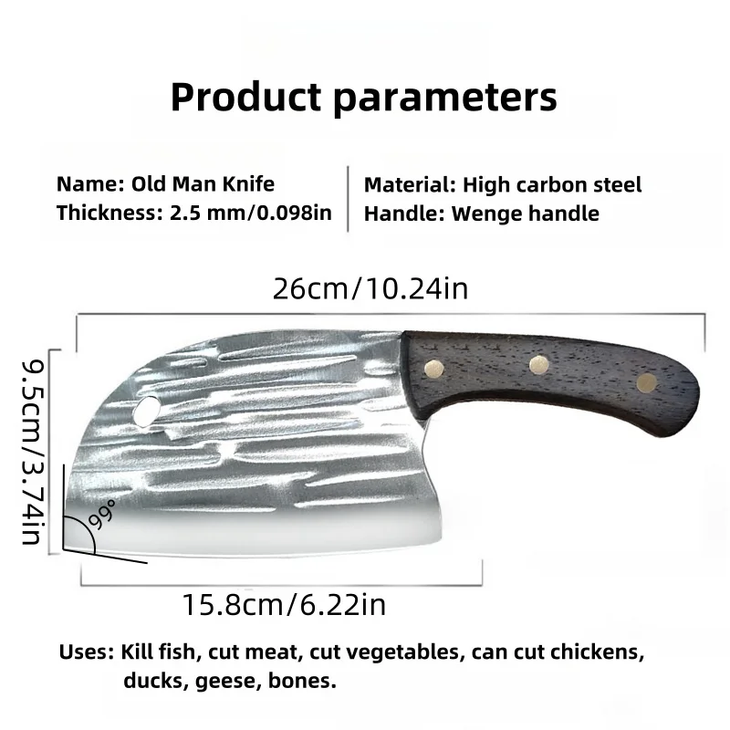 New Thickened Hand-forged Slicing Knife Multi-function round Fish Head Knife Sharp Kitchen Meat Cleaver Household Chopping Knife