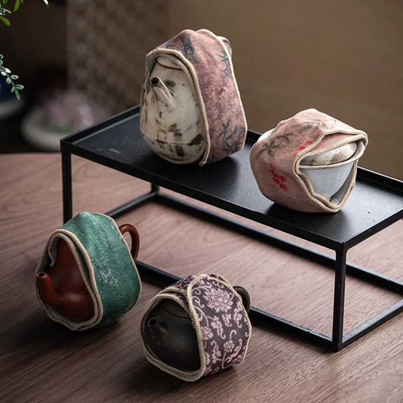 

Chinese Style Kung Fu Tea Set Protective Cover Tea Ceremony Teapot Cover Bump-proof Teapot Outdoor Carrying Packaging Bag