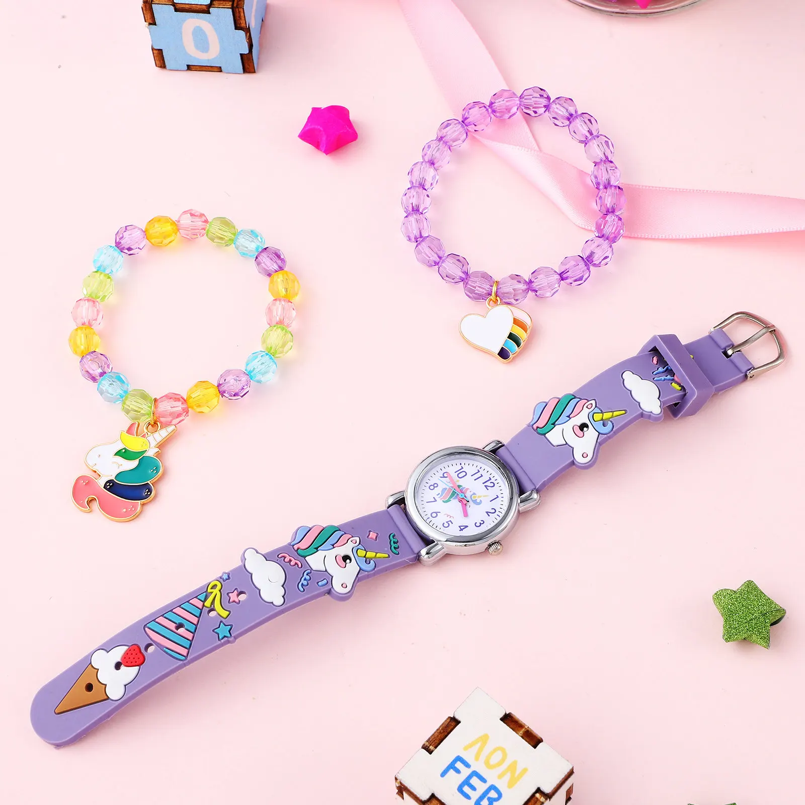 1Set Unicorn Watch Cartoon Design Adjustable Size Cute Bracelets Birthday Gifts Unicorn Watch Watches