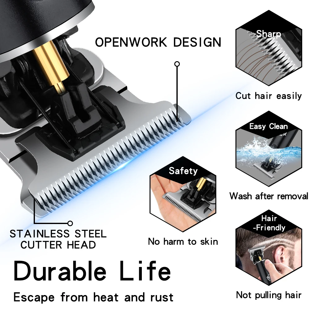 Комплект перезаряжаемых машин для стрижки волос Hyenaa, профессиональный электрический триммер с лезвием DLC, мужская парикмахерская, беспроводная бритва, электрическая стрижка