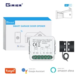 GIRIER-controlador inteligente para abrir puertas de garaje, dispositivo con WiFi, compatible con aplicación de Control remoto por voz, funciona con asistente de Google Home y Alexa, Tuya