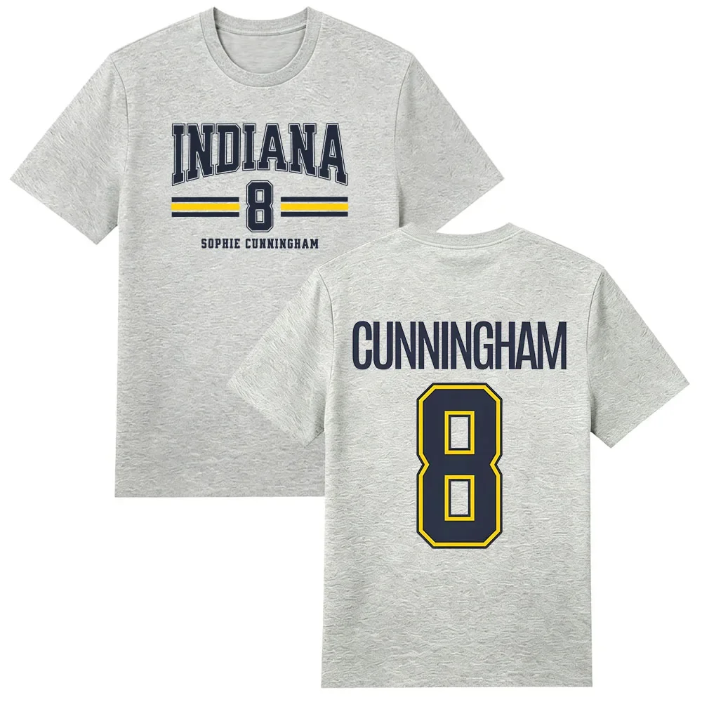 Sophie Cunningham # 8 Indiana Basketball T-Shirt Sommer Herren Damen Retro Baumwolle Y2K Rundhals Casual Streetwear O-Neck T-Shirt Kleidung – Detail 7