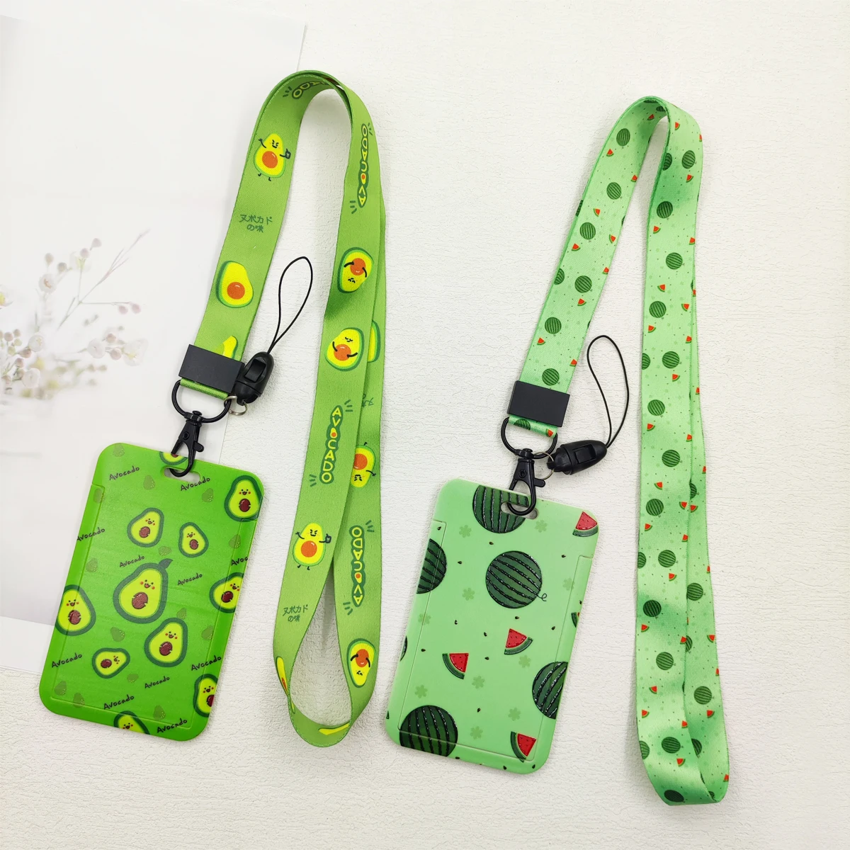 الأفوكادو شارة حامل سلسلة مفاتيح قصيرة الرجال معرف حاملي بطاقات الائتمان الأخضر الرقبة حزام تمرير شنق حبل الوهق الاعتماد الملحقات #1