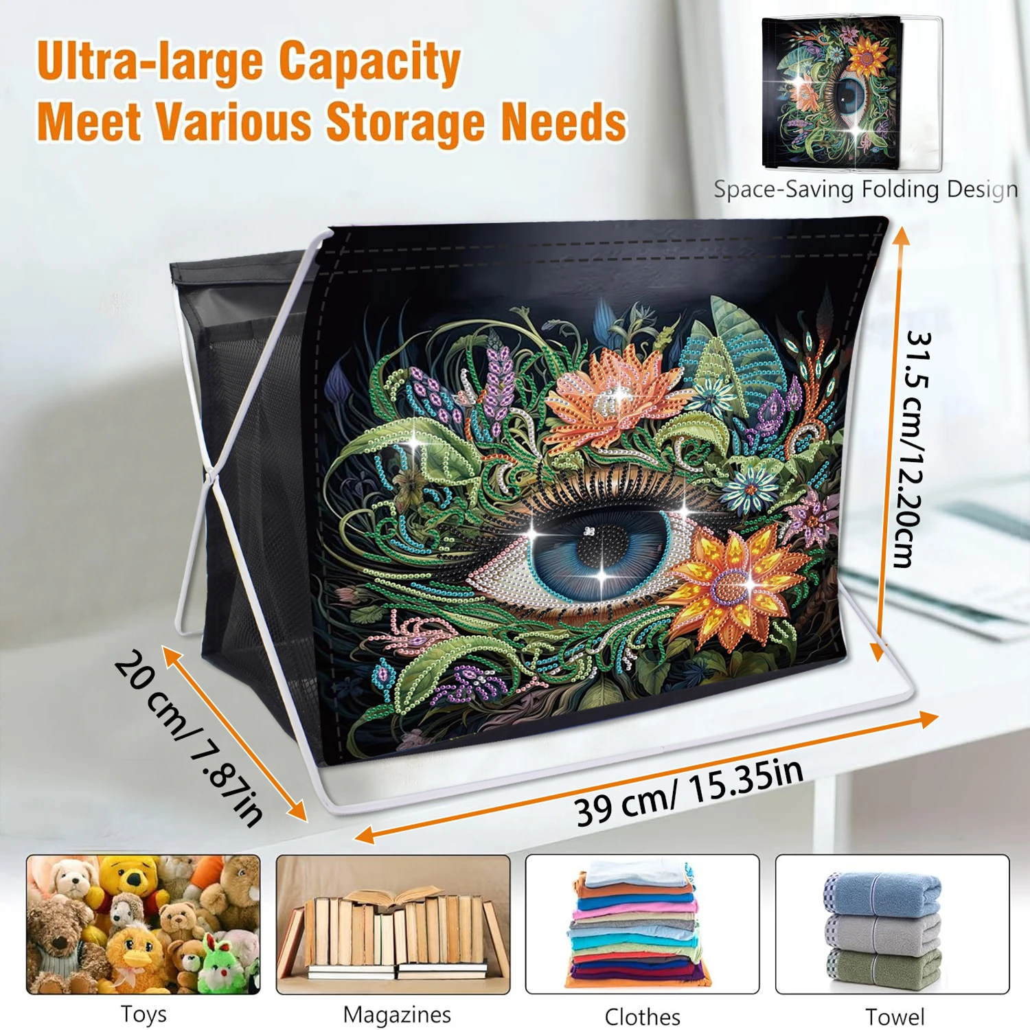 1pc/Set DIY Butterfly Diamond Painting Storage Baskets Ultra Large Capacity Canvas Diamond Art Storage Boxes for Organizing