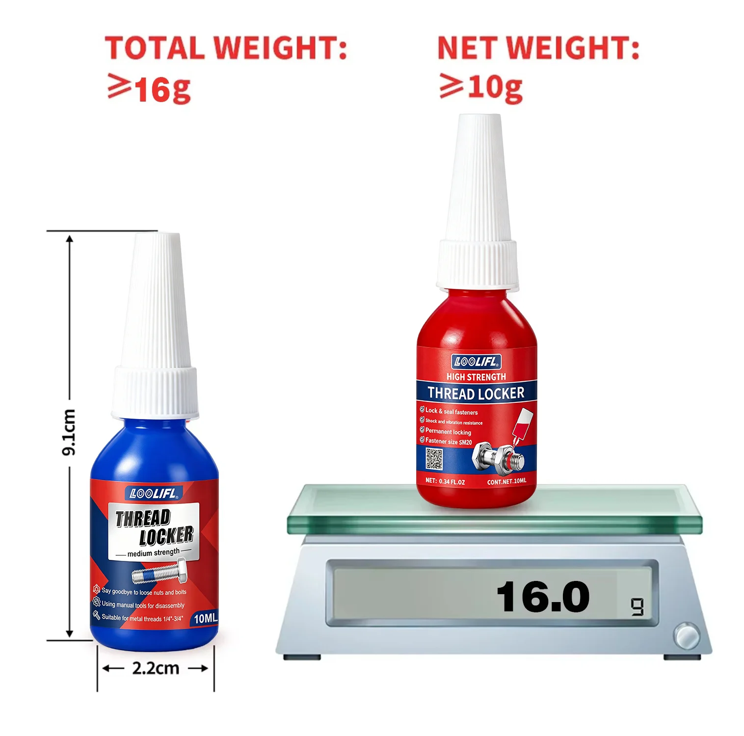 Loolifl Gewindesicherungsmittel 10G-50ml Anaerober Schraubenklebstoff Muttern-Anti-Lockerungs-Sicherungsklebstoff Bolzenbefestigung Schnellhärtender Klebstoff Mittlere bis hohe Festigkeit Entfernbar Vibrationsdämpfend Beständig gegen hohe und niedrige Temperaturen Mechanische Ausrüstung Hardware Gewinde-Dichtungsmittel – Detail 5