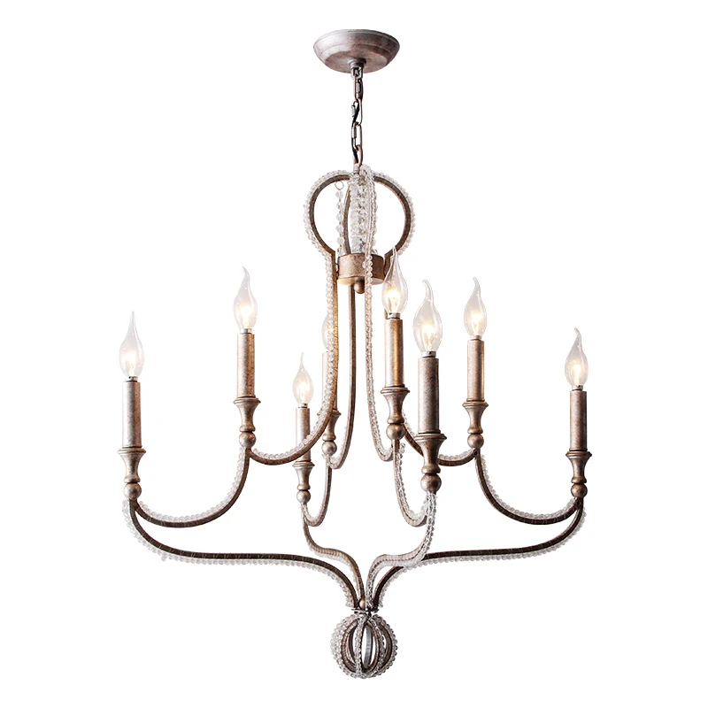 American crystal chandelier restaurant light American iron creative personality living room study art bedroom chandelier