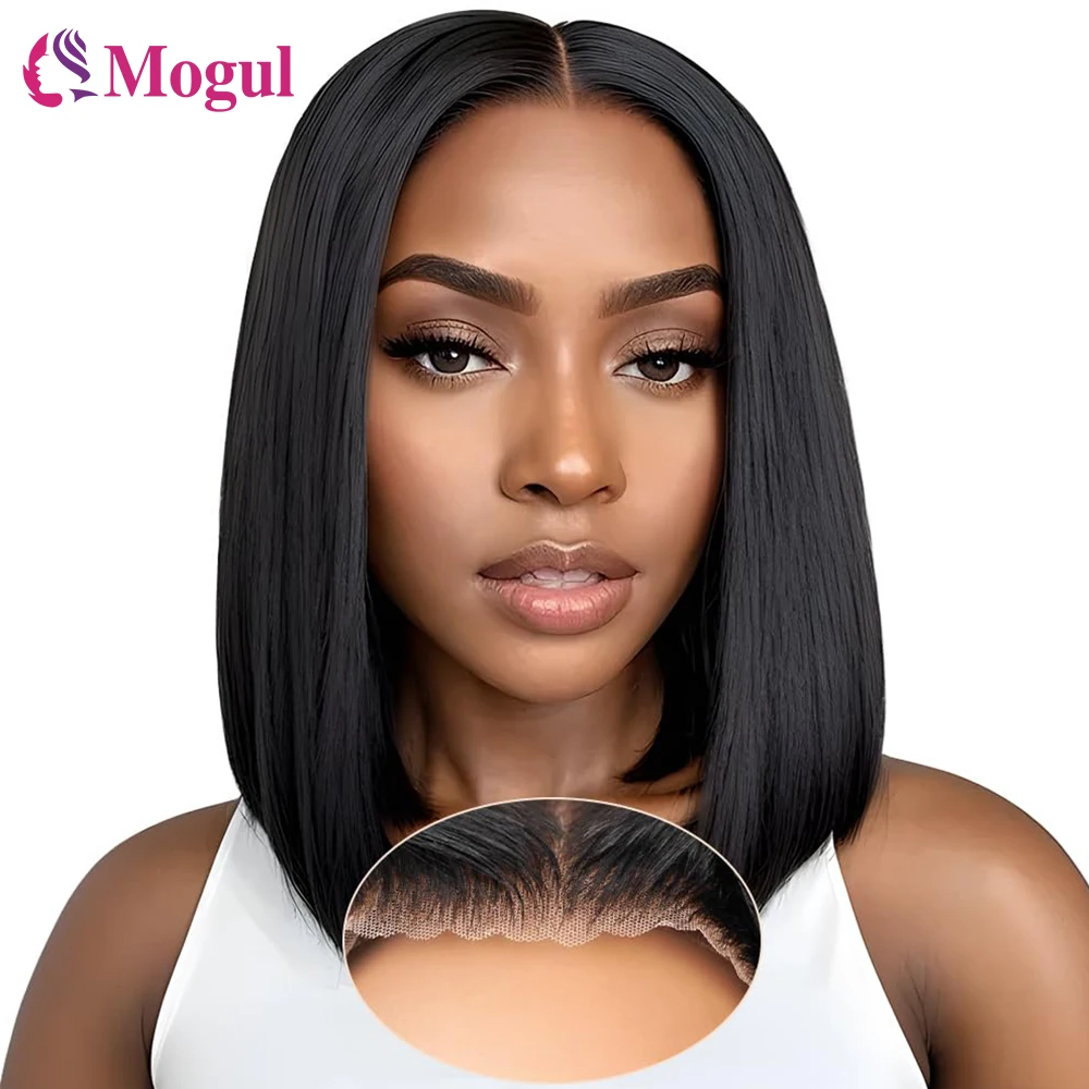 

Straight Glueless Human Hair Black Wig Bob Wear And Go Glueless Short Bob Wig Human Hair 180% Pre-Cut Transparent Lace Front Wig