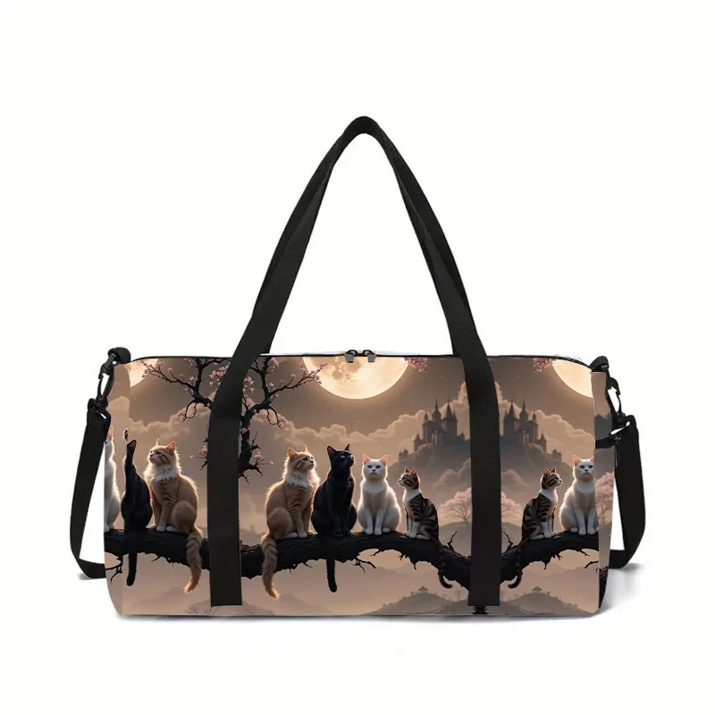 

Creative Novelty cat sunflower 3D Printed Large Capacity Travel Bags Barrel Shape Crossbody Bag Outdoor Sports Bags Gym Yoga Bag