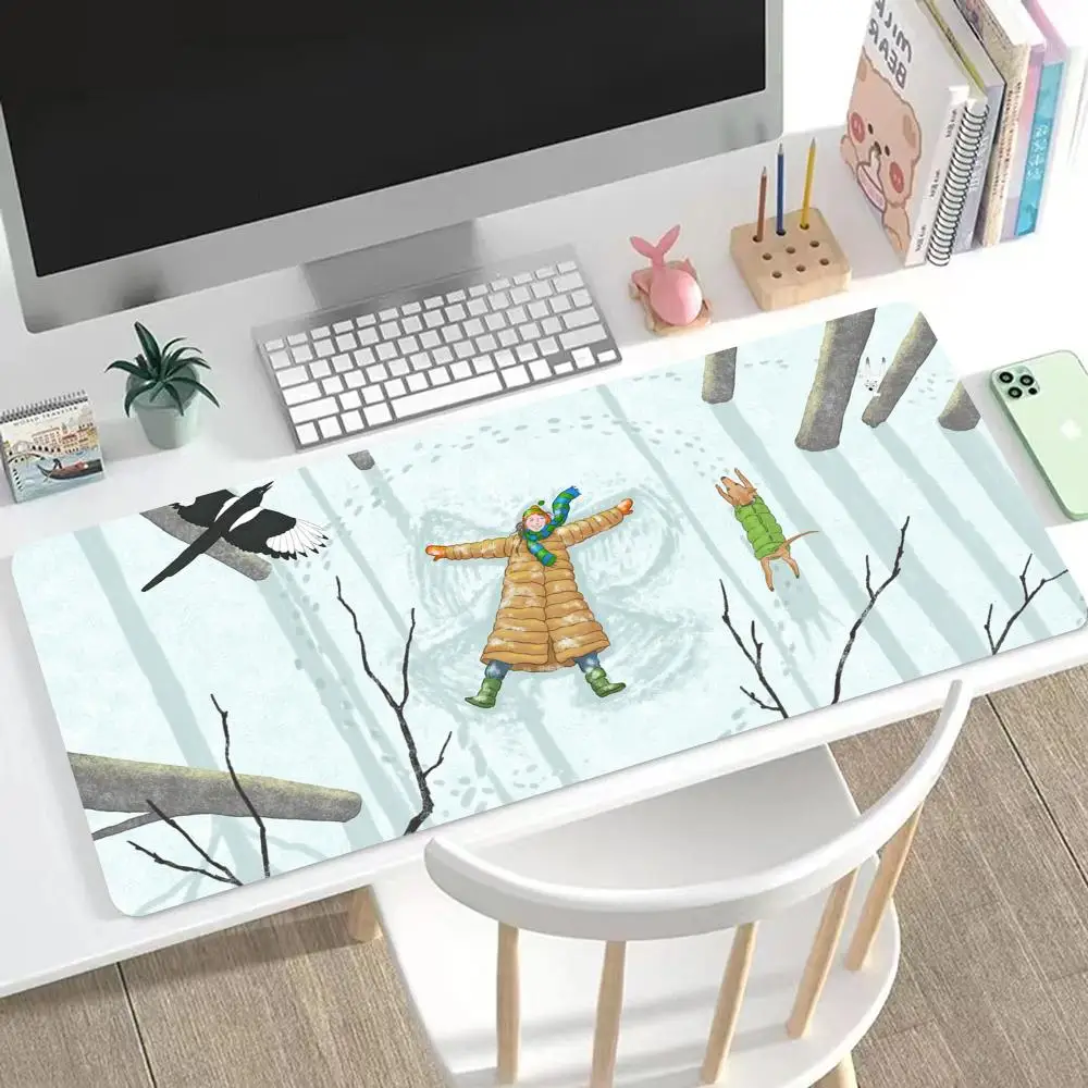 

Winter Outdoor Activities Mouse Pad Cute HD Mousepad Pad Extended Gaming Keyboard LargeMousepad 90x40cm XXL Gamer Mousepad