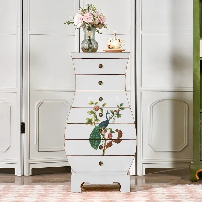 Solid wood vase cabinet, bedroom multi-layer locker, living room storage seven-chest cabinet