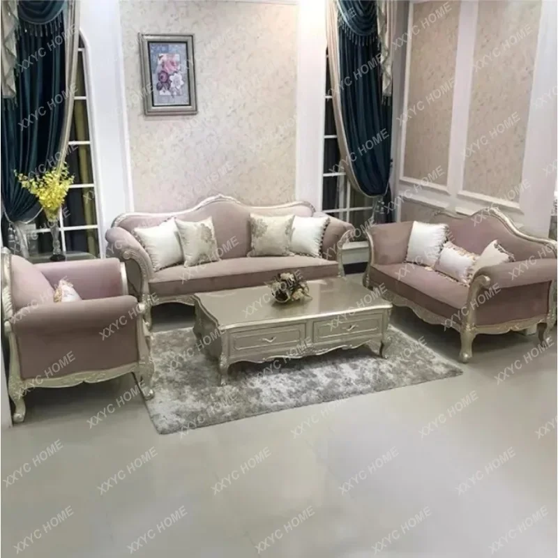 B03  light luxury living room art sofa solid wood carving flower court style classical high-end combination